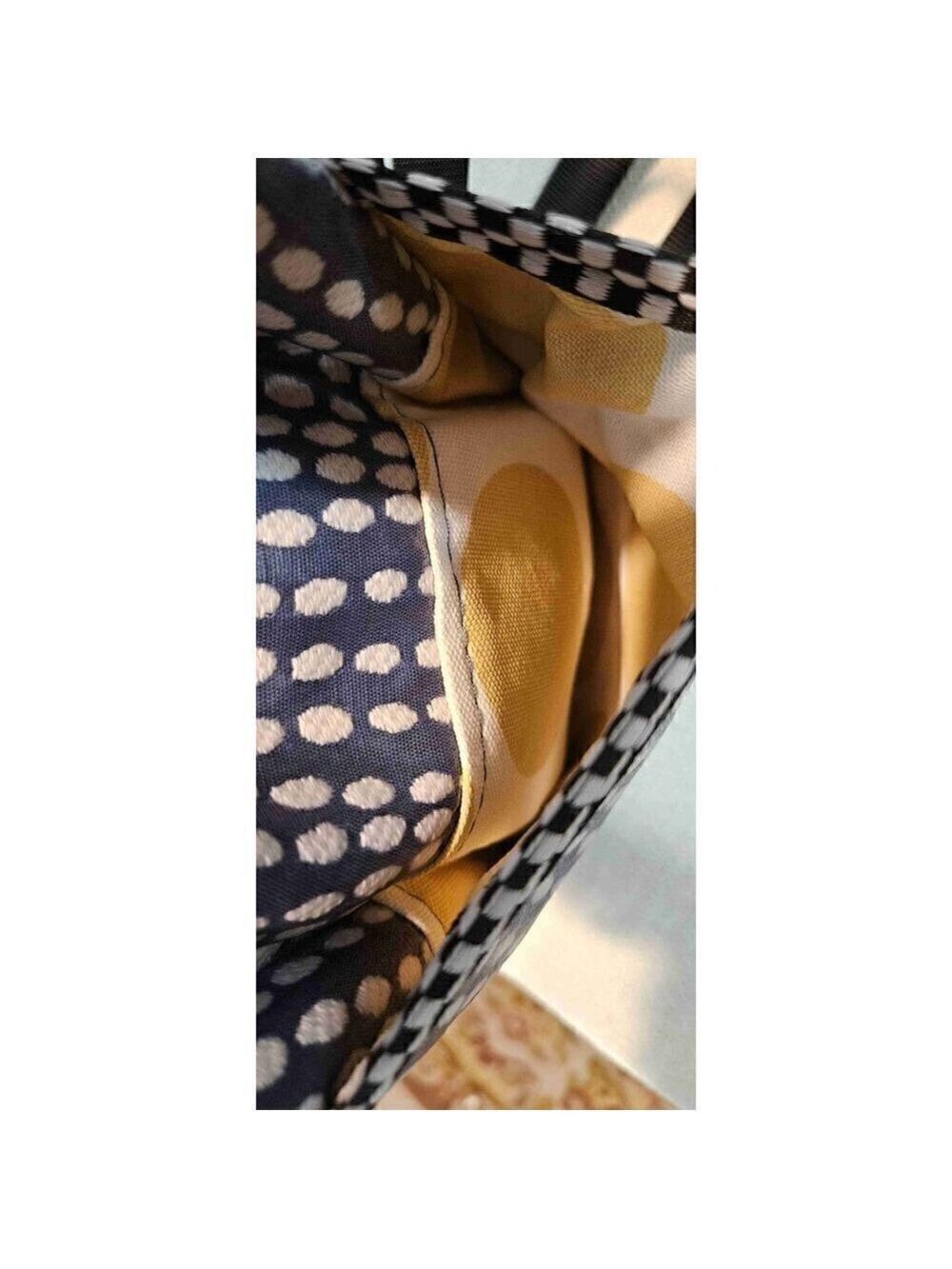 Womens Navy Blue White Wavy Dots Double Zip Bohemian Crossbody Satchel Bag - Picture 7 of 13